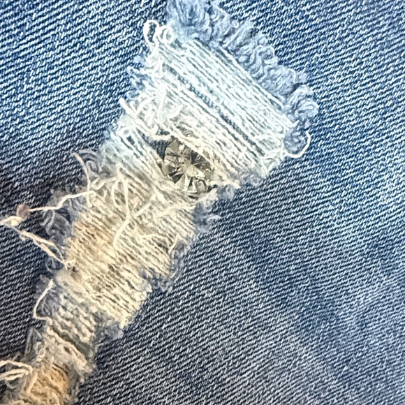 Chico’s Platinum Jeans with Rips & Rhinestone - Picture 3 of 10